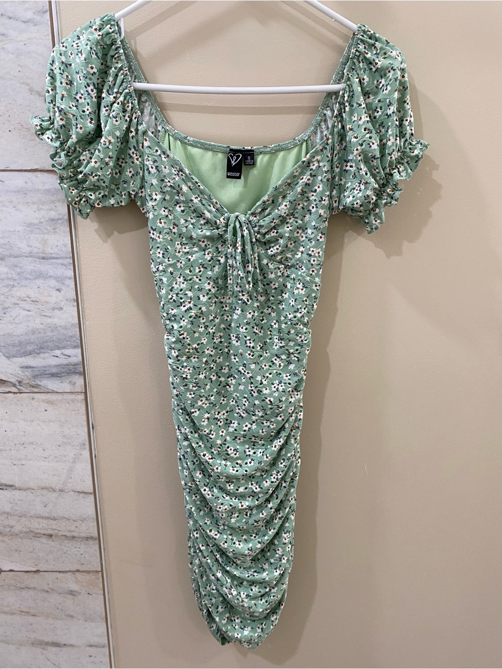 Windsor Sage Green Floral Ruched Midi Dress